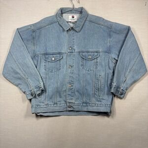 Vintage Pepsi Denim Jacket Men XL Light Blue 90s Stained